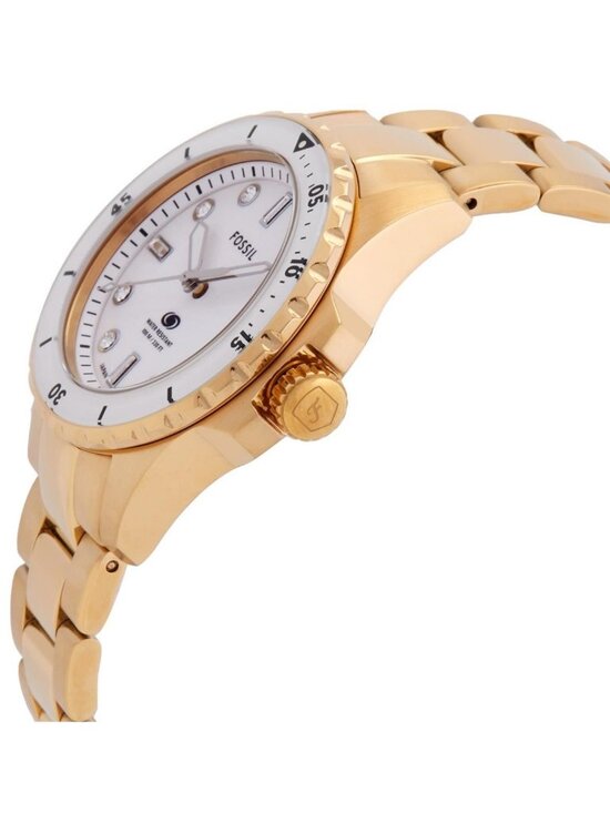 NWT Fossil Blue Dive Quartz White Dial Ladies Watch